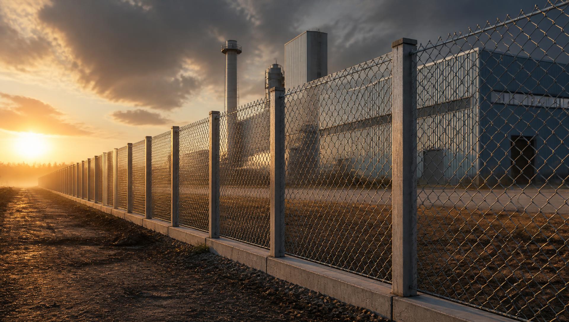 Chain link boundary fencing line