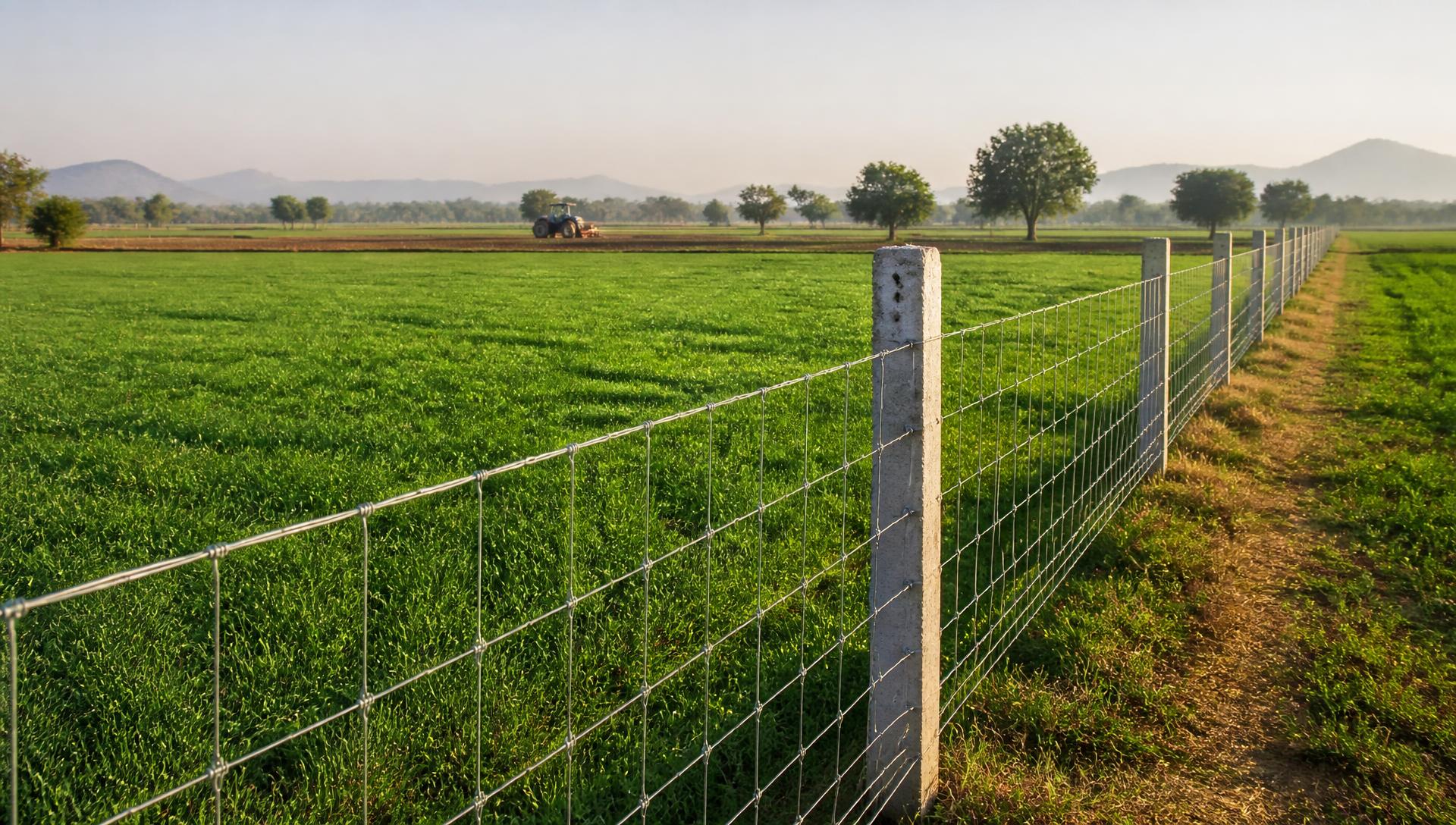 Grassland fencing across farmland
